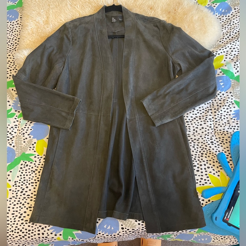 Fisher Project Eileen Fisher goat suede long open jacket dark gray size S/P